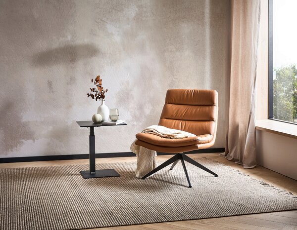DESIGNOVÉ KŘESLO, kov, kůže, koňaková Dieter Knoll - Křesla klasická
