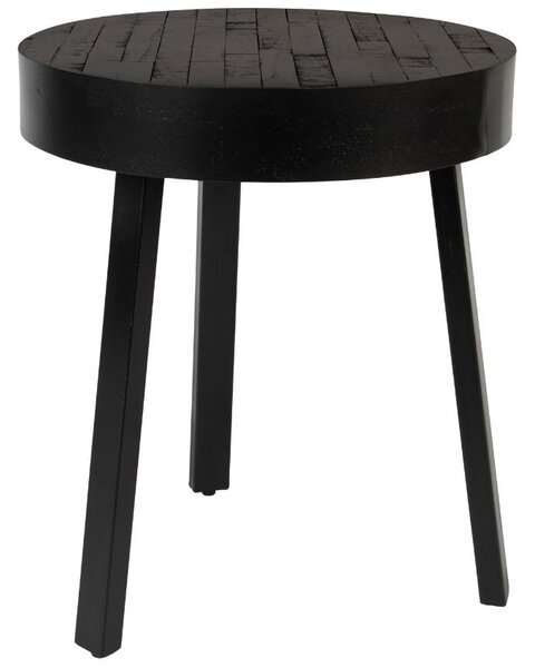 Černý teakový odkládací stolek WLL Suri 45 cm