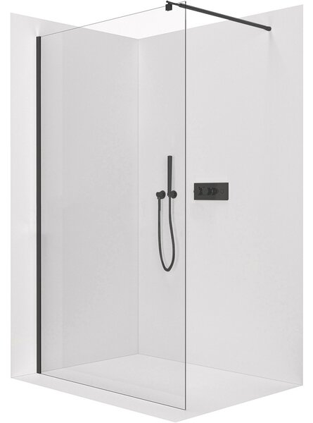 Sprchová zástěna Walk-in Onyx Round L/P - 6 mm - černá matná, transparentní sklo - 80x190 cm