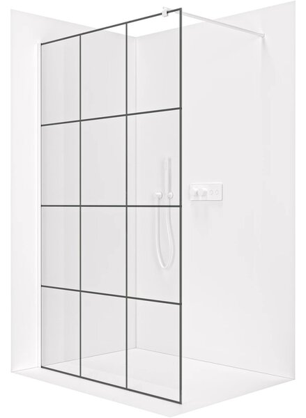 Sprchová zástěna Walk-in Onyx Round L/P - 8 mm - kulatá vzpěra - bílá matná, industriální sklo - 90x200 cm