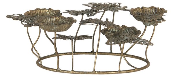 Bronzový antik kovový svícen na čajové svíčky Květiny - 35*31*12 cm - Clayre & Eef