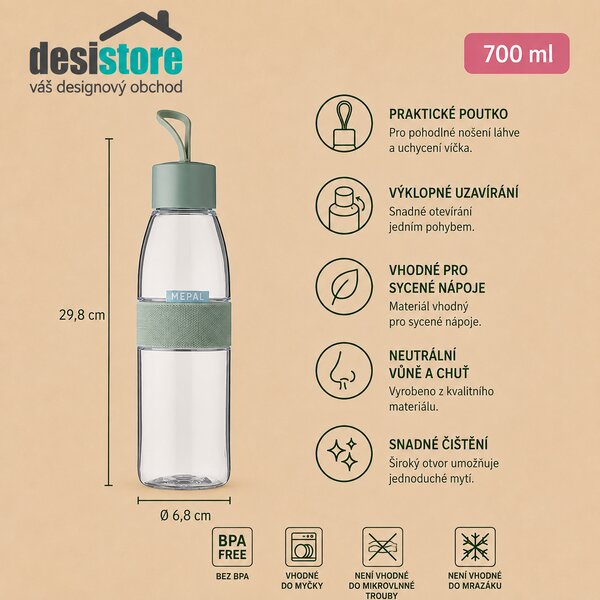 Láhev na vodu Ellipse, 500ml, Mepal, světle modrá
