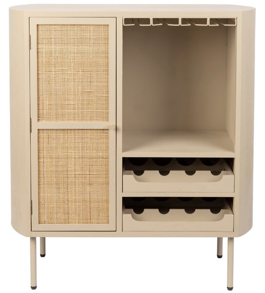 White Label Béžová dřevěná vinotéka s ratanovou výplní WLL AMAYA 90 x 38 cm