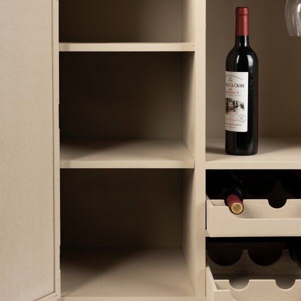 White Label Béžová dřevěná vinotéka s ratanovou výplní WLL AMAYA 90 x 38 cm