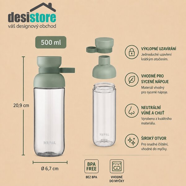Láhev na vodu Vita, 500ml, Mepal, světle modrá