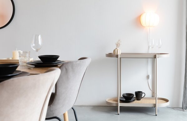 White Label Béžový dřevěný toaletní stolek s ratanovou výplní WLL AMAYA 85 x 39 cm