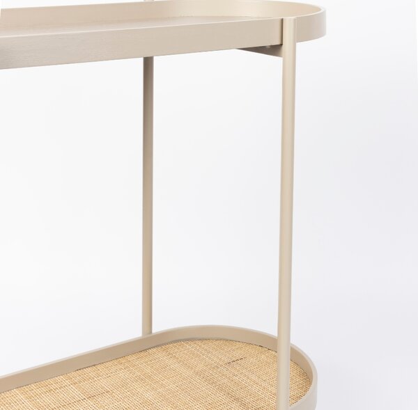 White Label Béžový dřevěný toaletní stolek s ratanovou výplní WLL AMAYA 85 x 39 cm