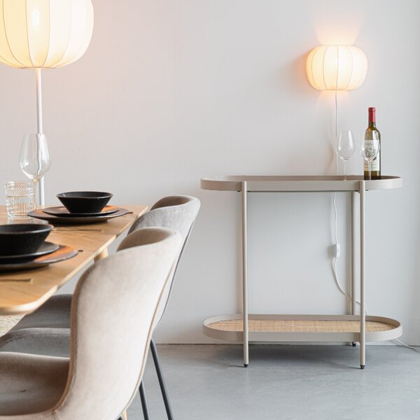 White Label Béžový dřevěný toaletní stolek s ratanovou výplní WLL AMAYA 85 x 39 cm