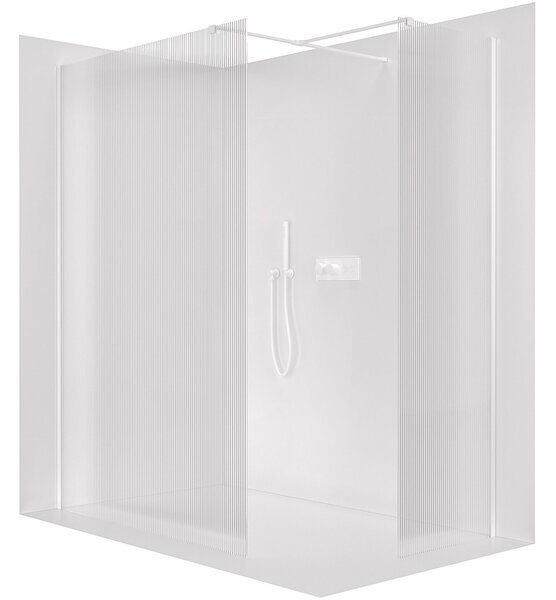 Sprchová zástěna Walk-in Onyx T L/P - 8 mm - hranatá vzpěra - bílá matná, rýhované sklo - 50x50x200 cm