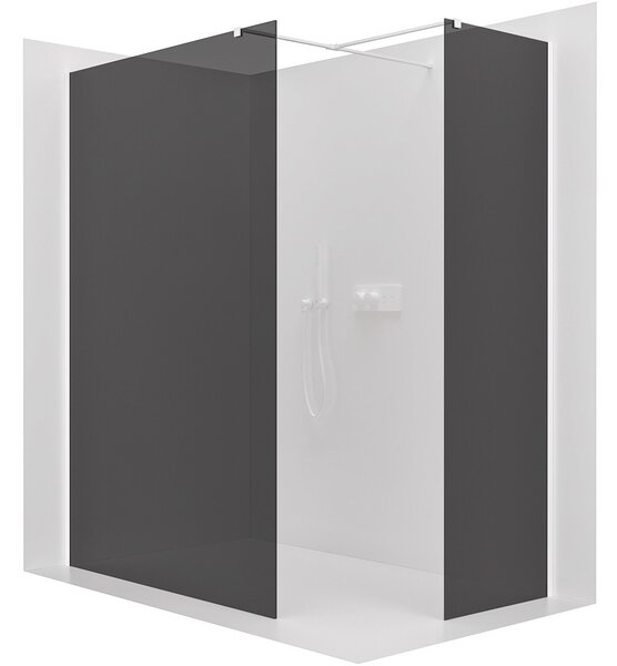 Sprchová zástěna Walk-in Onyx T L/P - 8 mm - hranatá vzpěra - bílá matná, grafitové sklo - 100x30x200 cm
