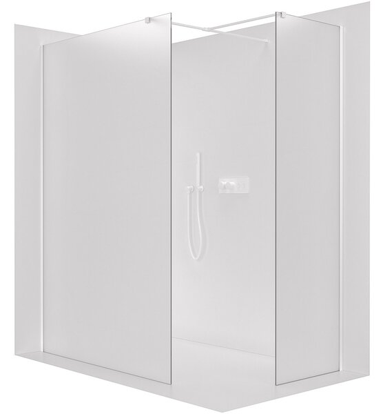 Sprchová zástěna Walk-in Onyx T L/P - 8 mm - hranatá vzpěra - bílá matná, mléčné sklo - 30x30x200 cm
