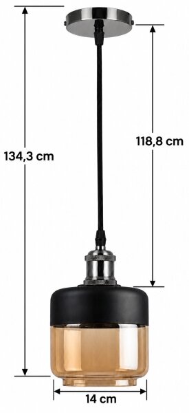 BRILAGI-LED Lustr na lanku RETRO GLASS 1xE27/60W/230V pr. 14cm černá/kouř béžová