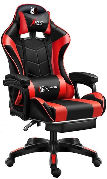JAKS Herní židle černo červená eko kůže FG02