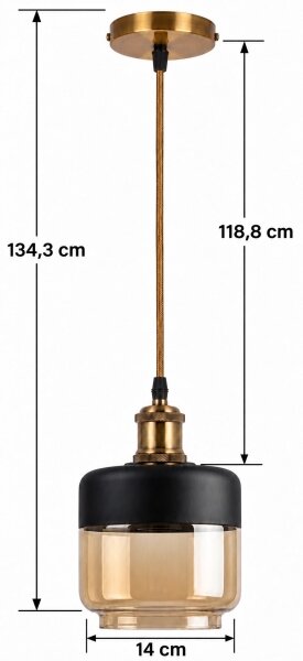 BRILAGI-LED Lustr na lanku RETRO GLASS 1xE27/60W/230V pr. 14cm zlatá/kouř béžová