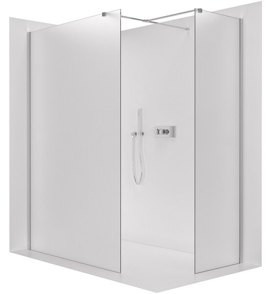 Sprchová zástěna Walk-in Onyx T L/P - 8 mm - hranatá vzpěra - chrom, mléčné sklo - 30x30x200 cm