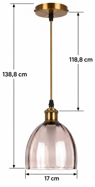 BRILAGI-LED Lustr na lanku RETRO GLASS 1xE27/60W/230V pr. 17cm zlatá/kouř béžová