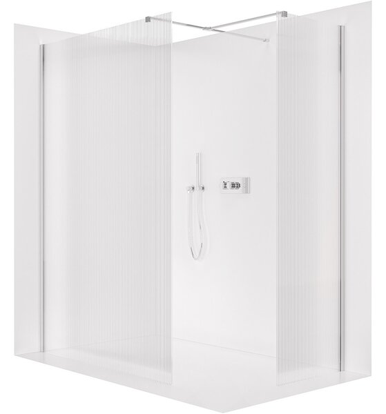 Sprchová zástěna Walk-in Onyx T L/P - 8 mm - hranatá vzpěra - chrom, rýhované sklo - 50x50x200 cm