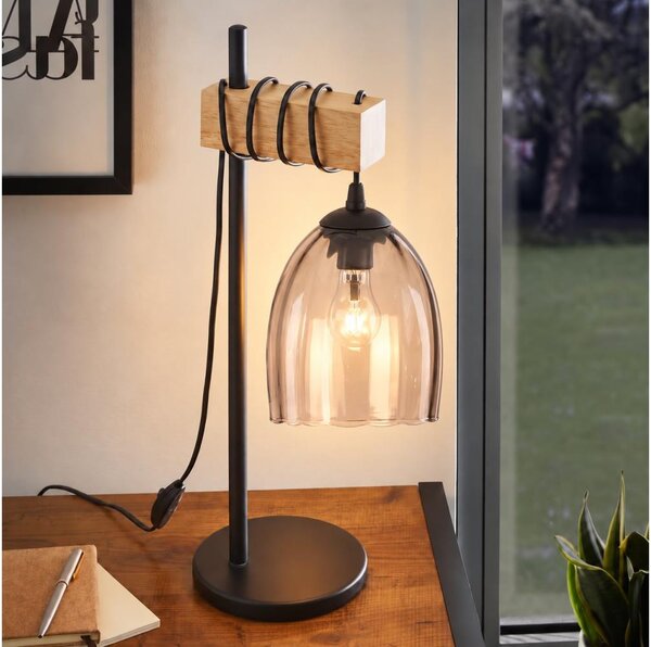 BRILAGI - Stolní lampa NUBILA 1xE27/40W/230V hnědá/černá/kouřová béžová