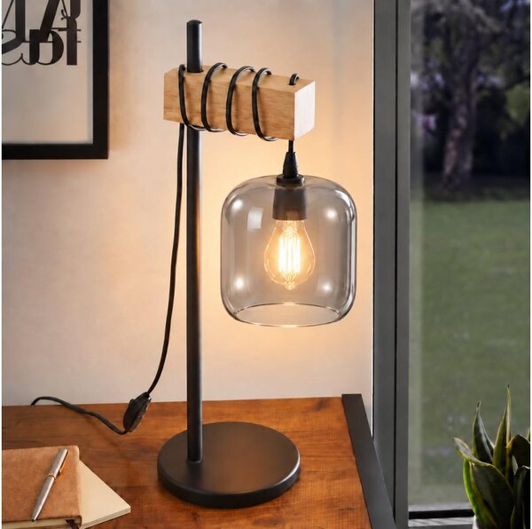 BRILAGI - Stolní lampa NUBILA 1xE27/40W/230V hnědá/černá/kouřová šedá