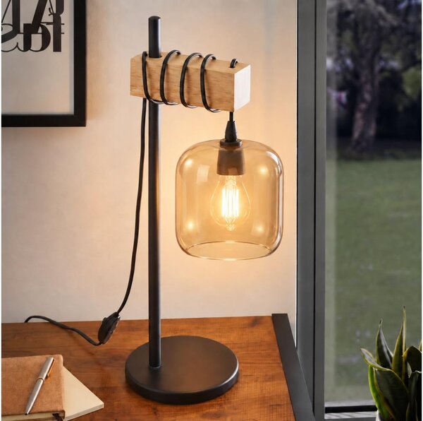 BRILAGI - Stolní lampa NUBILA 1xE27/40W/230V hnědá/černá/kouřová hnědá