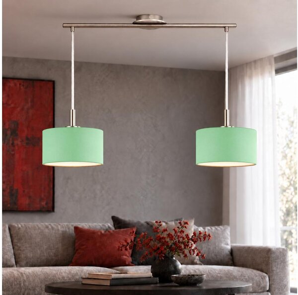 Eglo - LED Lustr na lanku TUNJA 2xE27/60W/230V matný chrom/zelená