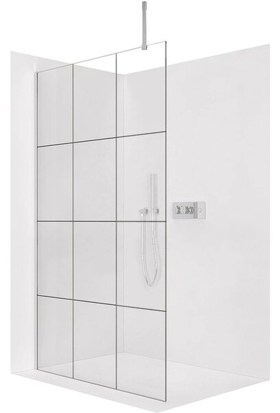 Sprchová zástěna Walk-in Onyx Top Cube L/P - 8 mm - hranatá vzpěra - chrom, industriální sklo - 90x200 cm