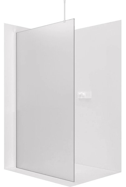 Sprchová zástěna Walk-in Onyx Top Round L/P - 8 mm - kulatá vzpěra - bílá matná, mléčné sklo - 30x200 cm