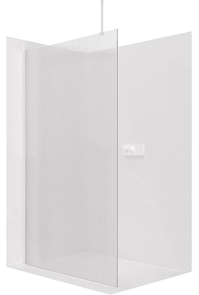 Sprchová zástěna Walk-in Onyx Top Round L/P - 8 mm - kulatá vzpěra - bílá matná, rýhované sklo - 50x200 cm