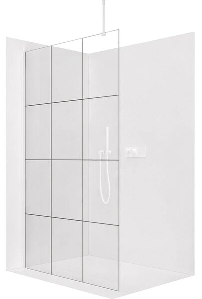 Sprchová zástěna Walk-in Onyx Top Round L/P - 8 mm - kulatá vzpěra - bílá matná, industriální sklo - 90x200 cm