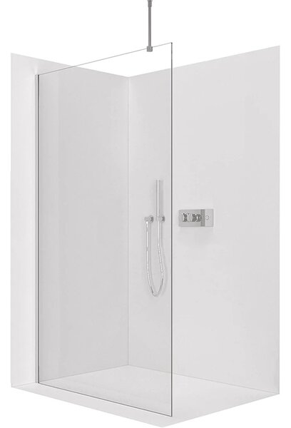 Sprchová zástěna Walk-in Onyx Top Round L/P - 8 mm - kulatá vzpěra - chrom, transparentní sklo - 30x200 cm