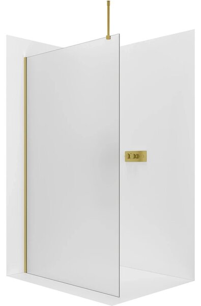 Sprchová zástěna Walk-in Onyx Top Round L/P - 8 mm - kulatá vzpěra - zlatá, mléčné sklo - 30x200 cm