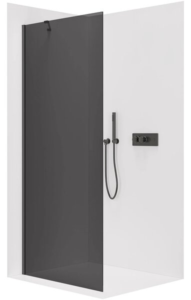 Sprchová zástěna Walk-in Onyx Y L/P - 8 mm - kulatá vzpěra - černá matná, grafitové sklo - 40x200 cm