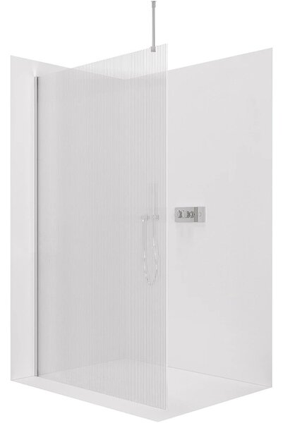 Sprchová zástěna Walk-in Onyx Top Round L/P - 8 mm - kulatá vzpěra - chrom, rýhované sklo - 50x200 cm
