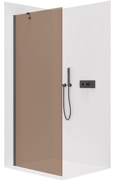 Sprchová zástěna Walk-in Onyx Y L/P - 8 mm - černá matná, bronzové sklo - 50x200 cm