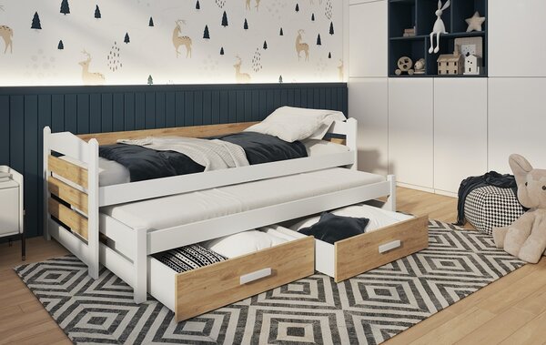 Meblobed Dětská postel Tiago - komplet Velikost spací plochy: 180x80, Barva dřeva: přírodní, Barva desky: dub artisan