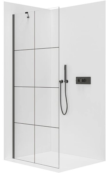 Sprchová zástěna Walk-in Onyx Y L/P - 8 mm - černá matná, industriální sklo - 90x200 cm