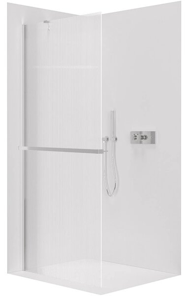 Sprchová zástěna Walk-in Onyx Y L/P - 8 mm + polička/držák na ručníky - chrom, rýhované sklo - 50x200 cm