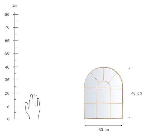 FINESTRA Zrcadlové okno 30 cm - zlatá
