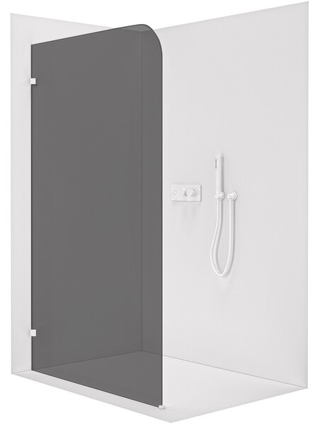 Sprchová zástěna Walk-in Orbis L/P - 8 mm - bílá matná, grafitové sklo - 70x200 cm