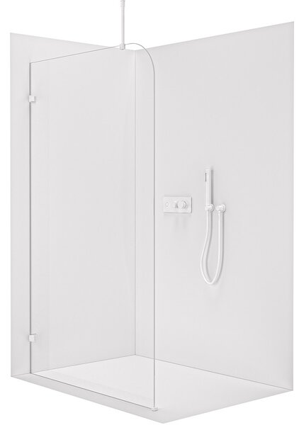 Sprchová zástěna Walk-in Orbis Top Round L/P - 8 mm - kulatá vzpěra - bílá matná, transparentní sklo - 110x200 cm