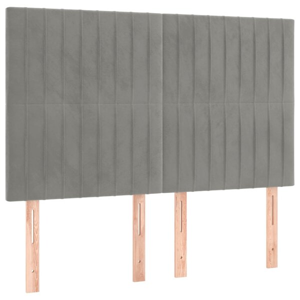 Box spring postel s matrací a LED světle šedá 140x190 cm samet 3136239