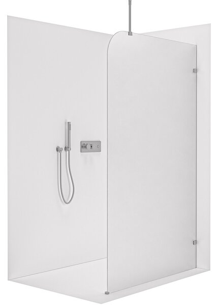 Sprchová zástěna Walk-in Orbis Top Round - Pravá - 8 mm - kulatá vzpěra - chrom, mléčné sklo - 110x200 cm