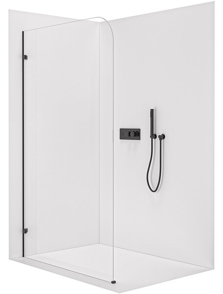 Sprchová zástěna Walk-in Orbis L/P - 8 mm - černá matná, transparentní sklo - 70x200 cm