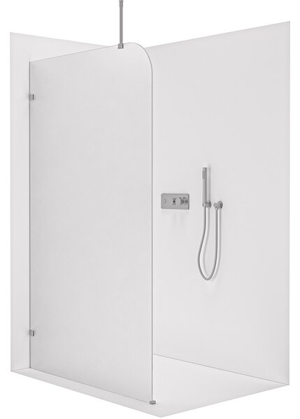 Sprchová zástěna Walk-in Orbis Top Round - Levá - 8 mm - kulatá vzpěra - chrom, mléčné sklo - 110x200 cm