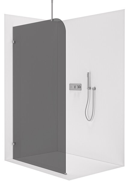 Sprchová zástěna Walk-in Orbis Top Round L/P - 8 mm - kulatá vzpěra - chrom, grafitové sklo - 110x200 cm