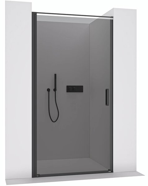 Sprchové otočné dveře Porte L/P - 8 mm - černá matná, grafitové sklo - 80x195 cm