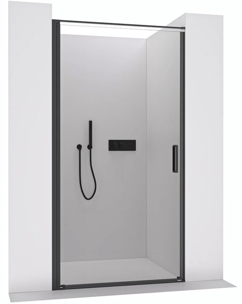 Sprchové otočné dveře Porte L/P - 8 mm - černá matná, transparentní sklo - 80x195 cm