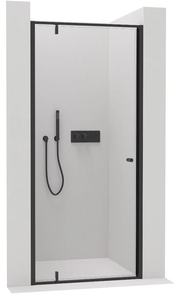 Sprchové pivotové dveře Ferri L/P - 6 mm - černá matná, transparentní sklo - 80x195 cm