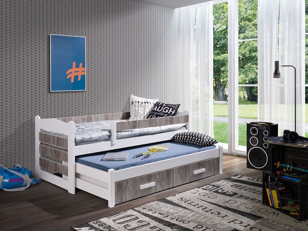Meblobed Dětská postel Tiago se zábranou Velikost spací plochy: 180x80, Barva dřeva: přírodní, Barva desky: dub artisan