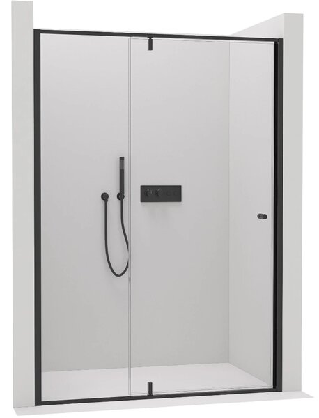 Sprchové pivotové dveře Santini L/P - 6 mm - černá matná, transparentní sklo - 110x195 cm